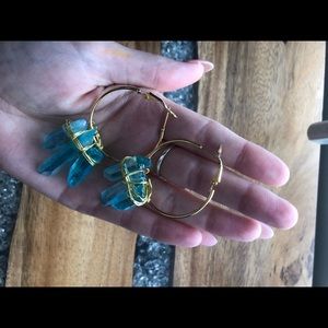 Blue crystal hoop earrings